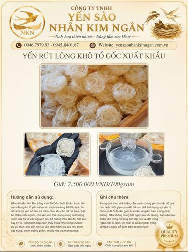 Yến Rút Lông Khô Tổ Gốc Xuất Khẩu